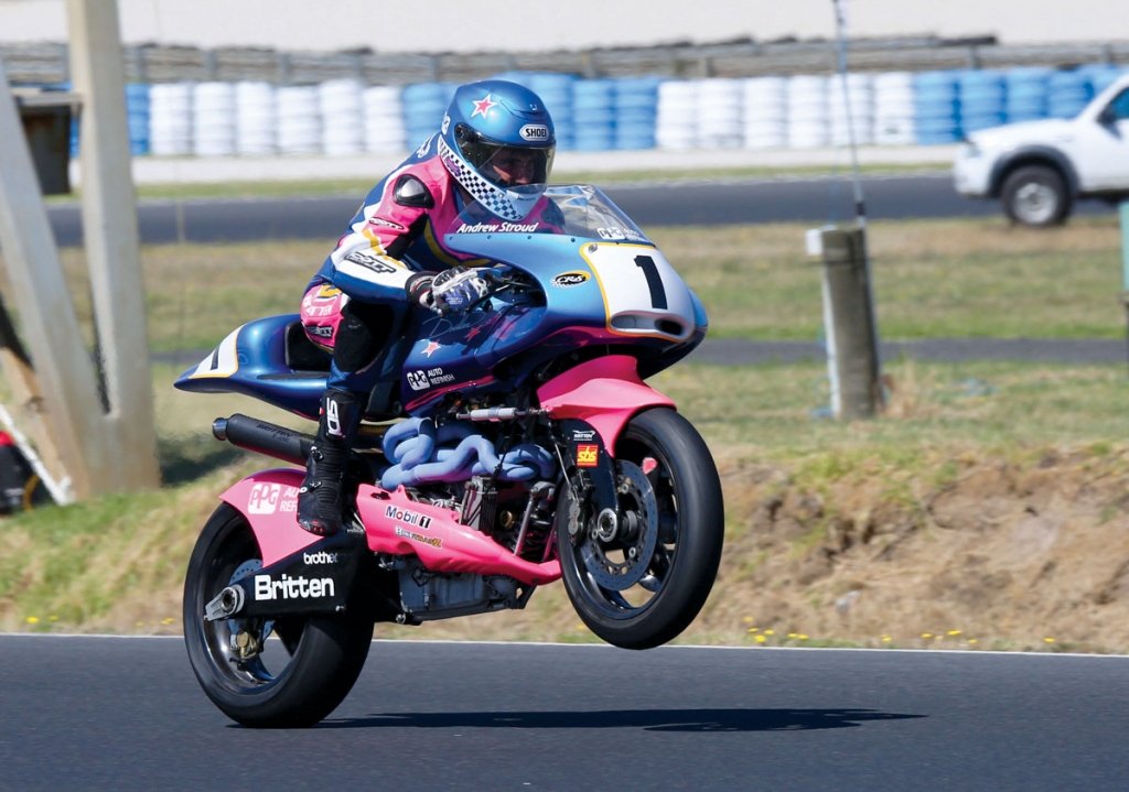 Andrew Stroud on a motorcycle